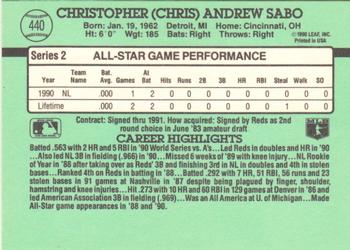 1991 Donruss #440 Chris Sabo Back