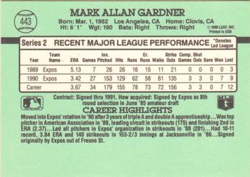 1991 Donruss #443 Mark Gardner Back