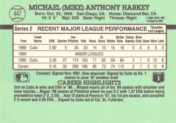 1991 Donruss #447 Mike Harkey Back