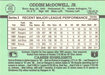 1991 Donruss #450 Oddibe McDowell Back