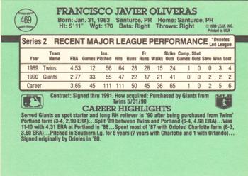 1991 Donruss #469 Francisco Oliveras Back