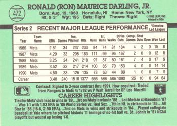 1991 Donruss #472 Ron Darling Back