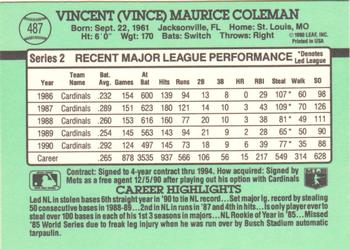 1991 Donruss #487 Vince Coleman Back