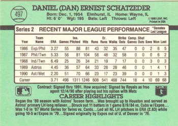 1991 Donruss #497 Dan Schatzeder Back