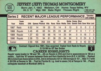 1991 Donruss #505 Jeff Montgomery Back