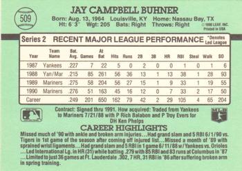 1991 Donruss #509 Jay Buhner Back