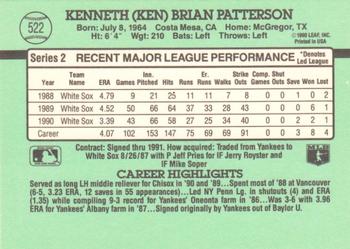 1991 Donruss #522 Ken Patterson Back