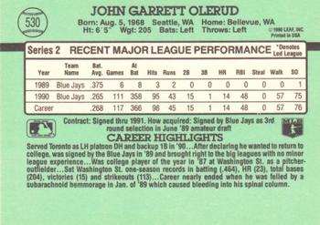 1991 Donruss #530 John Olerud Back