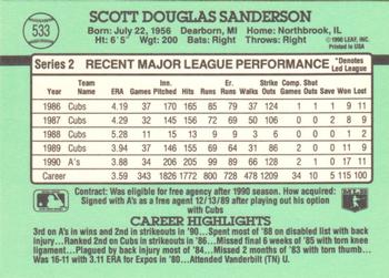 1991 Donruss #533 Scott Sanderson Back
