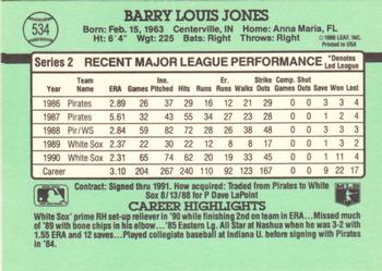 1991 Donruss #534 Barry Jones Back