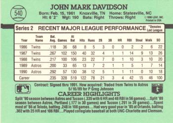 1991 Donruss #540 Mark Davidson Back