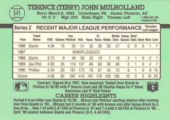 1991 Donruss #541 Terry Mulholland Back