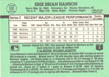 1991 Donruss #550 Erik Hanson Back