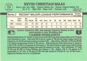 1991 Donruss #554 Kevin Maas Back