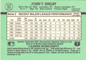 1991 Donruss #563 John Shelby Back