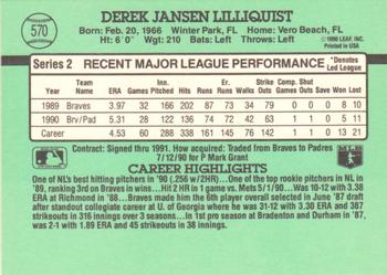 1991 Donruss #570 Derek Lilliquist Back