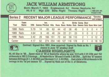 1991 Donruss #571 Jack Armstrong Back