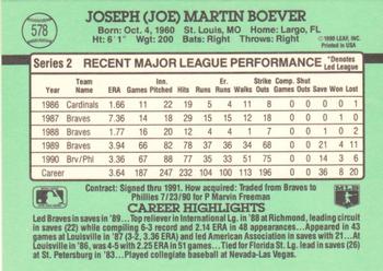 1991 Donruss #578 Joe Boever Back