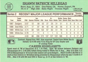 1991 Donruss #589 Shawn Hillegas Back