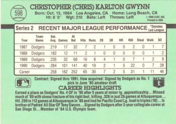 1991 Donruss #598 Chris Gwynn Back