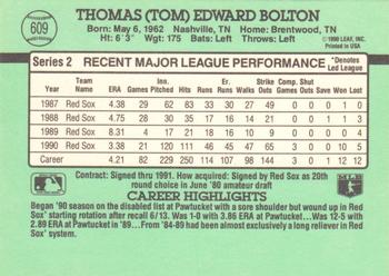 1991 Donruss #609 Tom Bolton Back