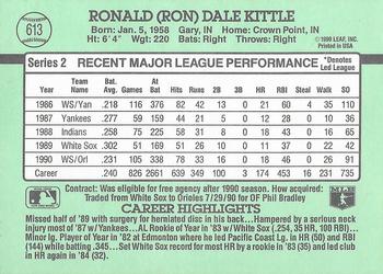 1991 Donruss #613 Ron Kittle Back