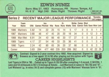 1991 Donruss #620 Edwin Nunez Back