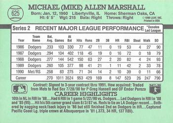 1991 Donruss #625 Mike Marshall Back