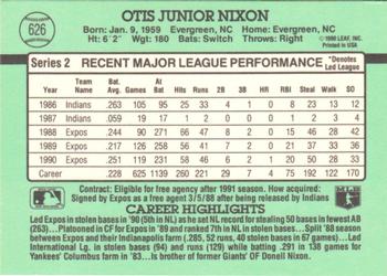 1991 Donruss #626 Otis Nixon Back