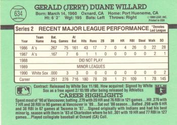 1991 Donruss #634 Jerry Willard Back