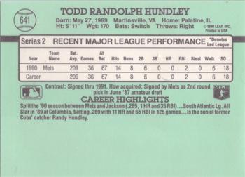 1991 Donruss #641 Todd Hundley Back