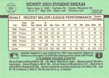 1991 Donruss #644 Sid Bream Back