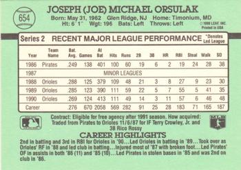 1991 Donruss #654 Joe Orsulak Back
