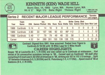 1991 Donruss #670 Ken Hill Back
