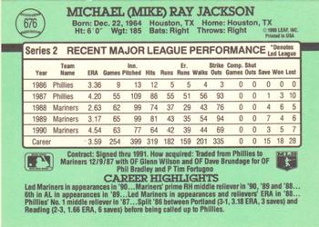 1991 Donruss #676 Mike Jackson Back