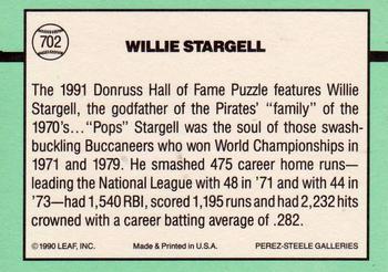 1991 Donruss #702 Willie Stargell Puzzle Back