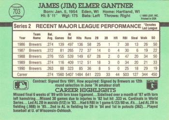 1991 Donruss #703 Jim Gantner Back