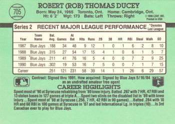 1991 Donruss #705 Rob Ducey Back