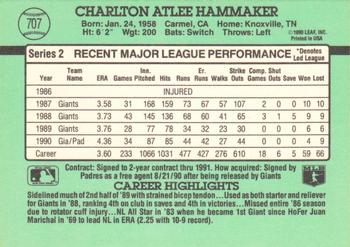 1991 Donruss #707 Atlee Hammaker Back
