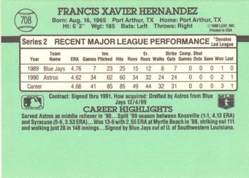 1991 Donruss #708 Xavier Hernandez Back