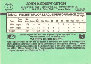 1991 Donruss #714 John Orton Back