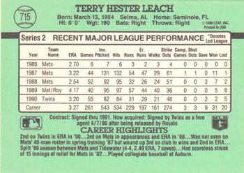 1991 Donruss #715 Terry Leach Back