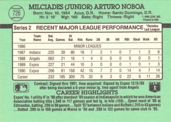 1991 Donruss #726 Junior Noboa Back