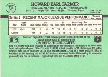 1991 Donruss #734 Howard Farmer Back