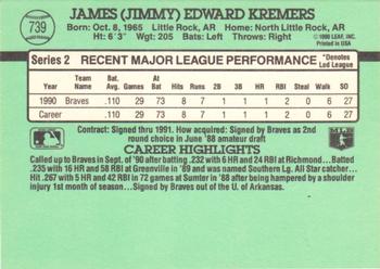 1991 Donruss #739 Jimmy Kremers Back