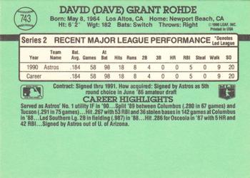 1991 Donruss #743 Dave Rohde Back