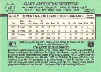 1991 Donruss #751 Gary Sheffield Back