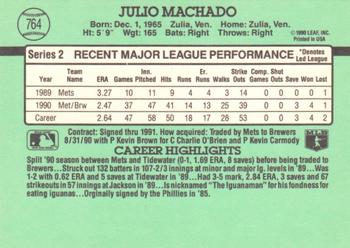 1991 Donruss #764 Julio Machado Back