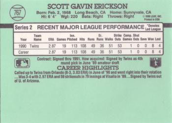 1991 Donruss #767 Scott Erickson Back