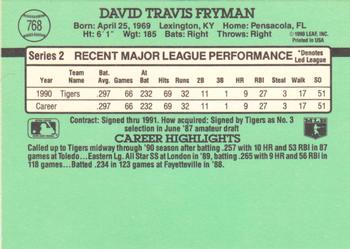 1991 Donruss #768 Travis Fryman Back